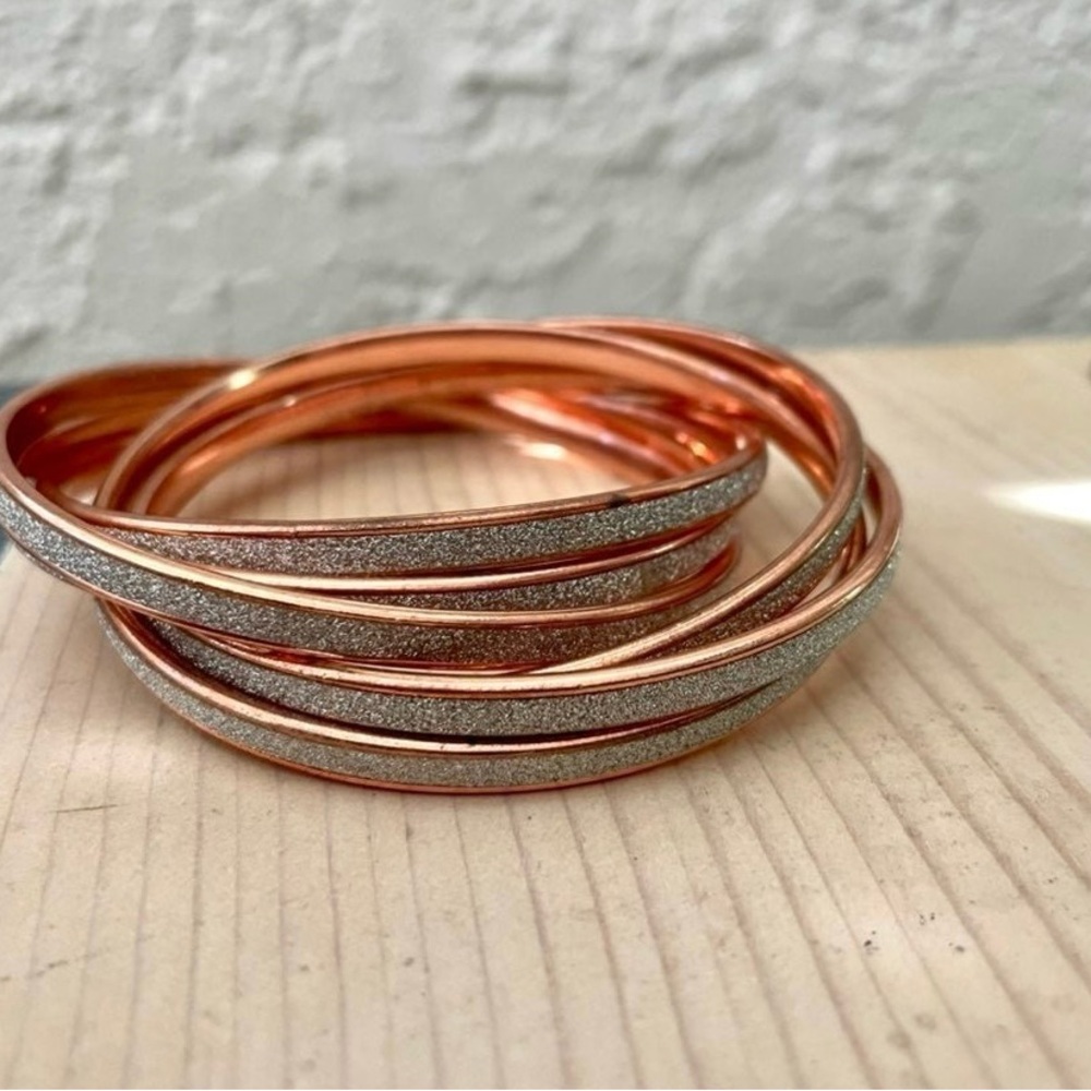 Rose Gold and Silver Bangle Set